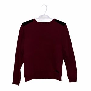 SEAN JOHN | Womens Burgundy Shoulder Patch Sweater Quilted Look